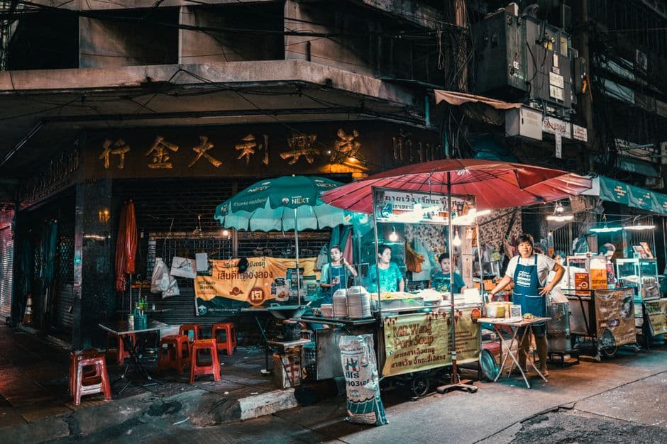 Bangkok street food stall at night, one of the best street food cities in the world