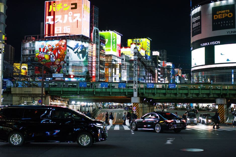 Shinjuku at night in neon, the most food-dense area for where to eat in Tokyo